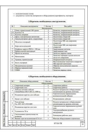 Образец технологической карты