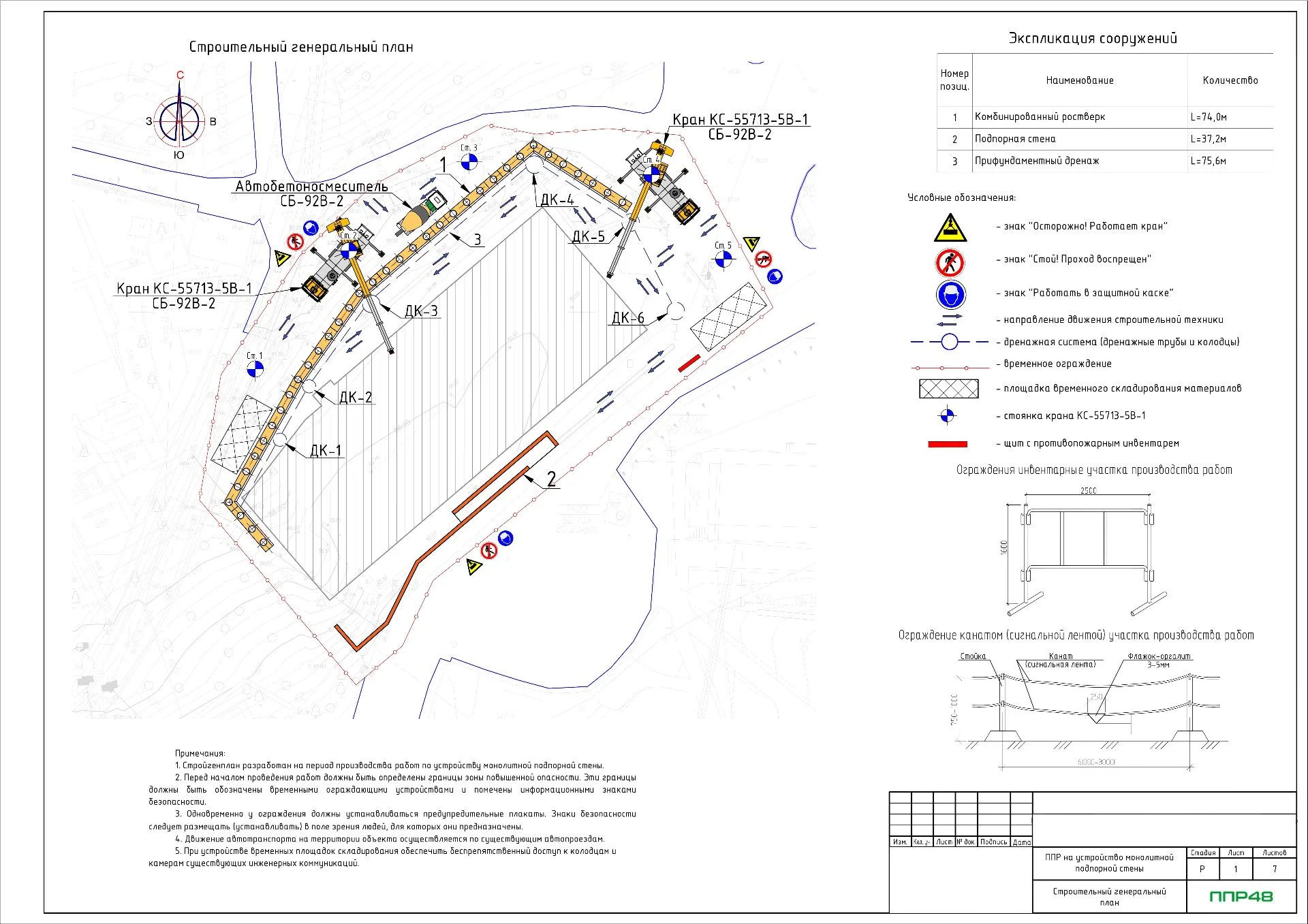 ППР на устройство подпорных стен