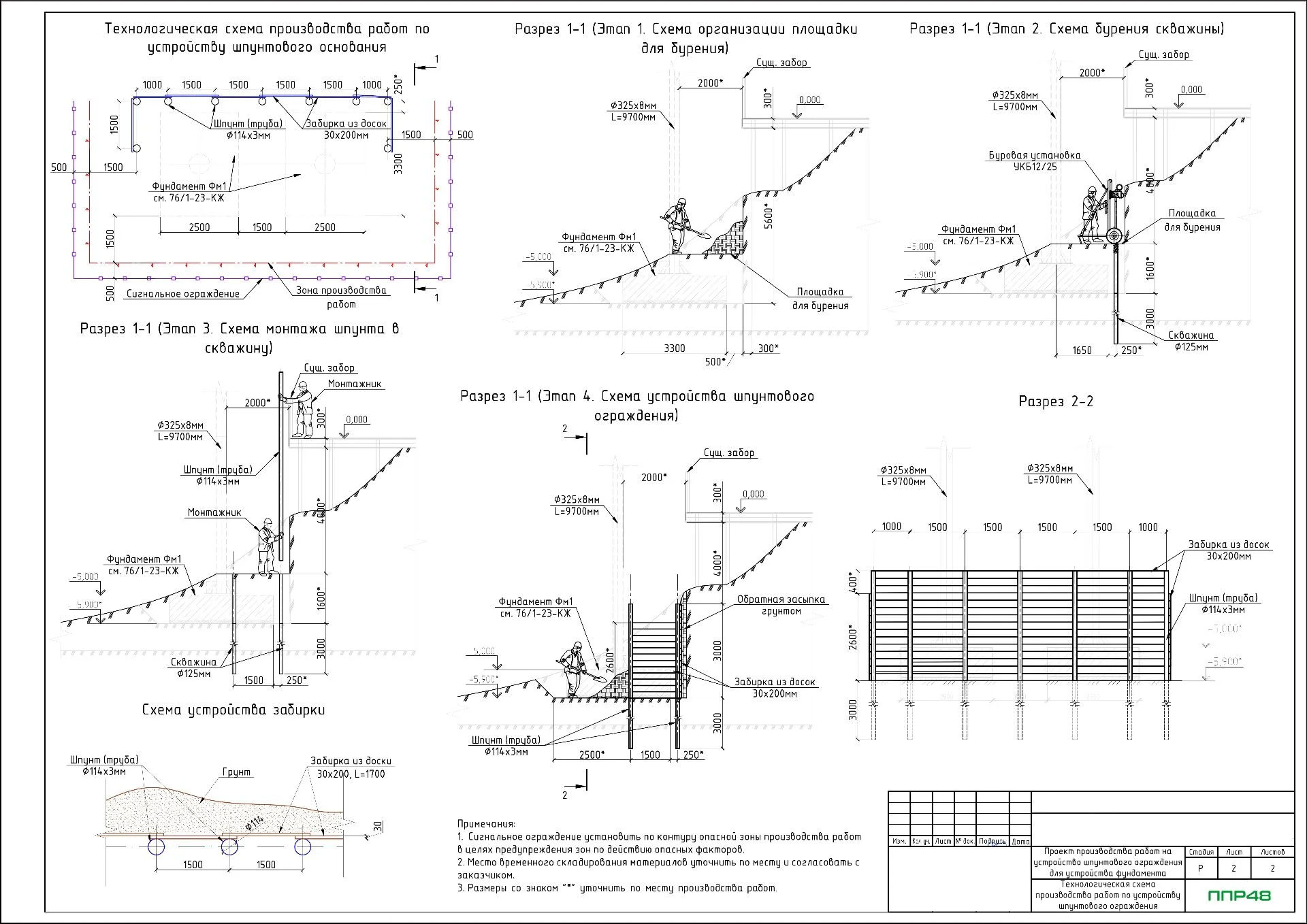 ППР на шпунтовое ограждение котлована